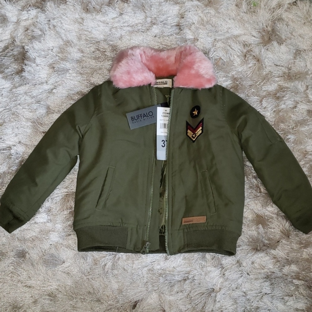 Buffalo kids coat with fur collar